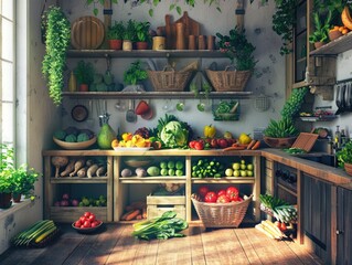 Naklejka premium Fresh Vegetable Kitchen