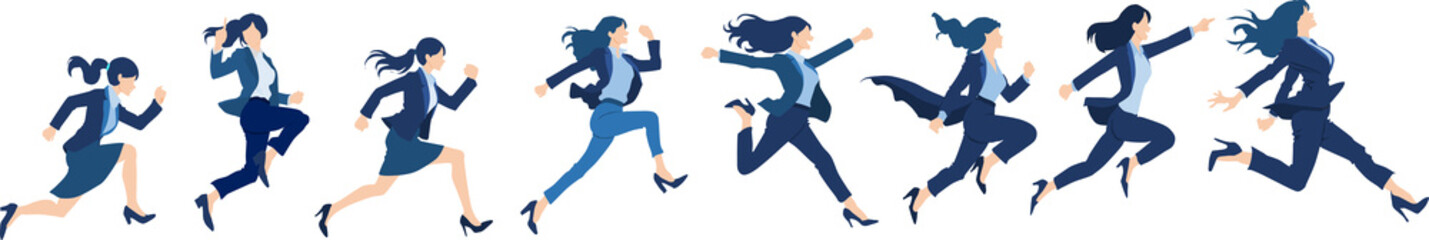 走るビジネスウーマンのイラスト