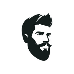 handsome man with beard logo vector illustration template design