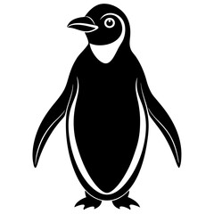 Pumguim vector illustration, animal  isolated on white, Pumguim silhouette, penguin on the snow vector art