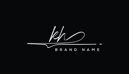 KH letter beauty handwriting vector logo. 
