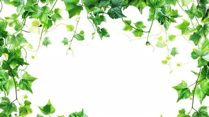 thin border of vines and leaves with white background in centre Generated with AI
