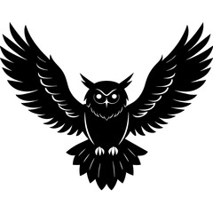 Owl vector illustration, bird  isolated on white, Snow Owl silhouette, Snow Owl vector art