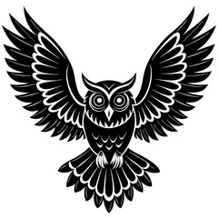 Obraz premium Owl vector illustration, bird isolated on white, Snow Owl silhouette, Snow Owl vector art