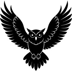 Owl vector illustration, bird  isolated on white, Snow Owl silhouette, Snow Owl vector art