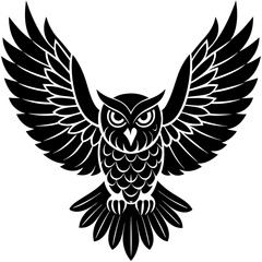 Owl vector illustration, bird  isolated on white, Snow Owl silhouette, Snow Owl vector art