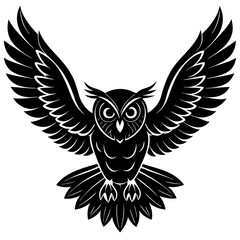 Obraz premium Owl vector illustration, bird isolated on white, Snow Owl silhouette, Snow Owl vector art