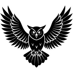 Owl vector illustration, bird  isolated on white, Snow Owl silhouette, Snow Owl vector art