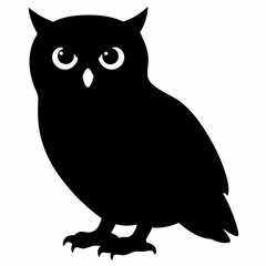 Owl vector illustration, bird  isolated on white, Snow Owl silhouette, Snow Owl vector art