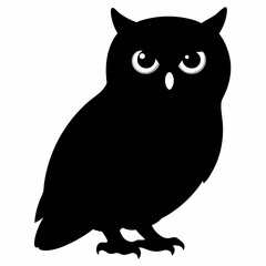 Owl vector illustration, bird  isolated on white, Snow Owl silhouette, Snow Owl vector art