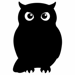 Owl vector illustration, bird  isolated on white, Snow Owl silhouette, Snow Owl vector art