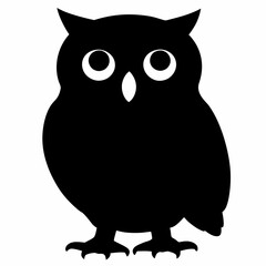 Owl vector illustration, bird  isolated on white, Snow Owl silhouette, Snow Owl vector art