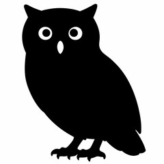 Owl vector illustration, bird  isolated on white, Snow Owl silhouette, Snow Owl vector art