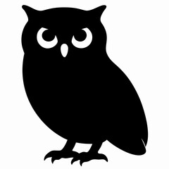 Owl vector illustration, bird  isolated on white, Snow Owl silhouette, Snow Owl vector art