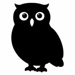 Owl vector illustration, bird  isolated on white, Snow Owl silhouette, Snow Owl vector art