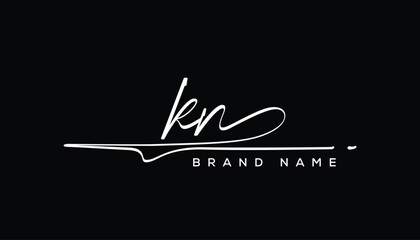 KN letter beauty handwriting vector logo. 