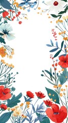 White background with square floral illustration as a frame Generated with AI