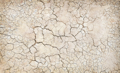 Texture of the dried earth with clay and sand, close-up or Brown dry soil or cracked ground texture background.