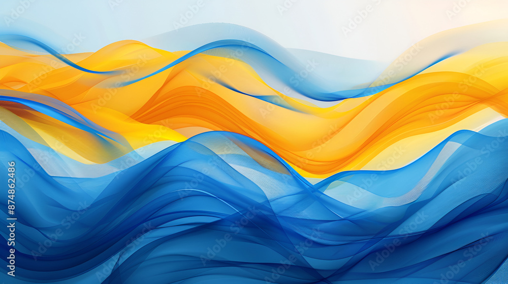 Poster abstract ai-generated background with waves, flashes, shine. wave of dots and weave lines. network c