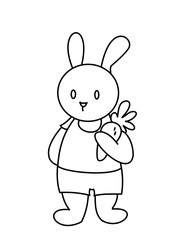 cute rabbit with a carrot, coloring book for kids