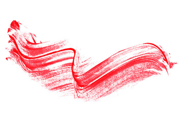 Red brush strokes isolated on transparent background.