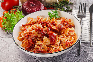 Italian pasta with dry tomato
