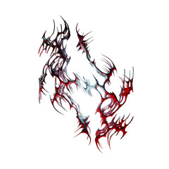 3d  rendering silver red neotribalism dark art element