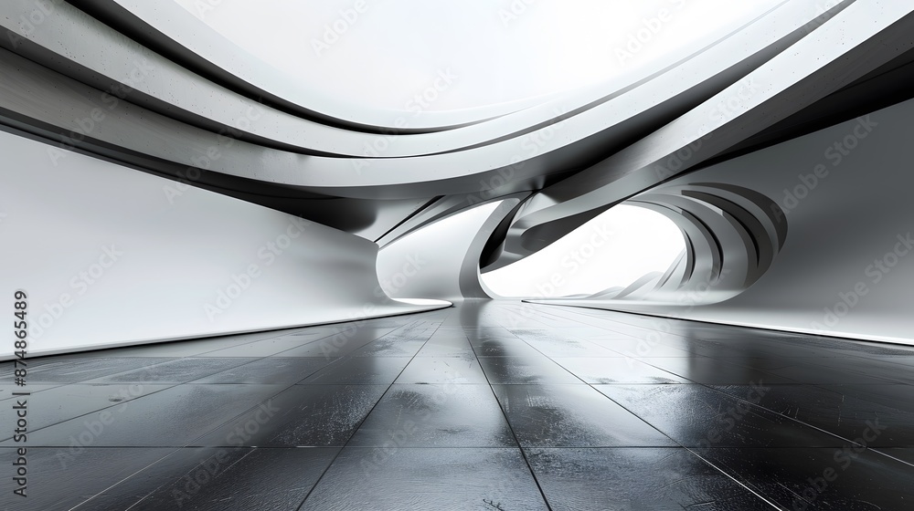 Poster futuristic minimalist architecture with smooth curves and clean lines