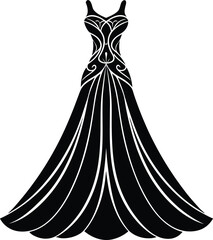 women dress illustration black and white