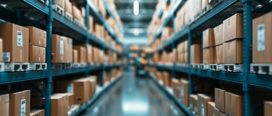 Fototapeta premium Cardboard Boxes on Warehouse Shelves.