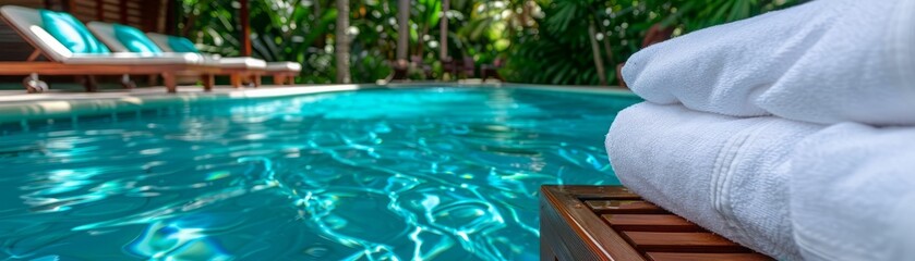 Fototapeta premium White Towel By the Pool.