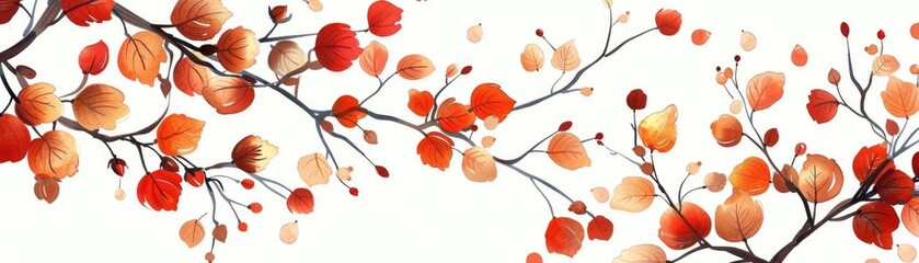 Rustic vine flower pattern with earthy tones and intricate details, flowing naturally on a white background