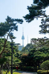 N Seoul Tower, also known as Namsan Tower or Seoul Tower, the landmark which is a communication and observation tower located on Nam Mountain in central Seoul, South Korea