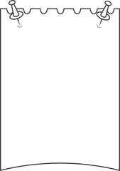 Memo sticky note reminder sheet paper. Doodle paper frame, check list with pin, tape, paperclip elements. Set cute notes, office or school messages