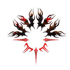 3d rendering neotribal dark red element 