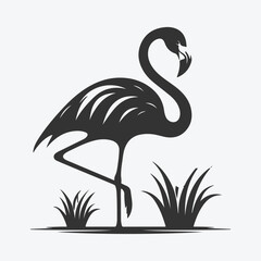 Majestic Flamingo Silhouette Against Sunset Sky