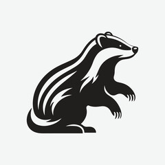 Naklejka premium Print Majestic Badger Silhouette: Nature's Nocturnal Beauty