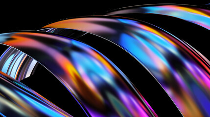 Blue abstract metalic design on black background