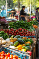 Street market vendor selling fresh produce