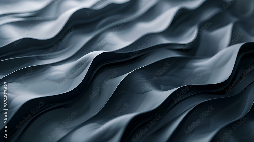 Aufkleber abstract gray wavy shapes. futuristic architecture design. 3d render illustration,abstract wavy back
