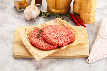 Raw beef minced meat cutlet