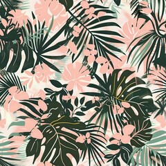 Fototapeta premium Tropical Palm Leaf Pattern on White Background