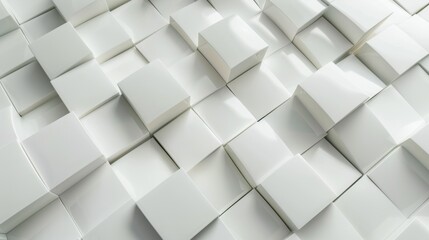 Fototapeta premium Abstract white geometric textured background with squares