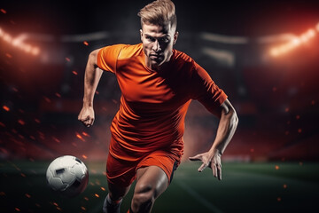 Soccer Player Running and Looking Directly at Camera. Generative AI