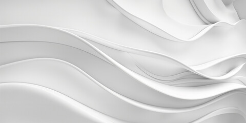 Obraz premium Abstract white background with flowing, curvaceous layers creating a smooth, wave-like design