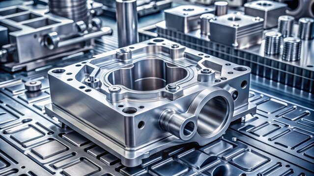 High-precision aluminium die casting products manufactured using molten metal and metal tooling on a high-pressure injection machine ADC12 background.