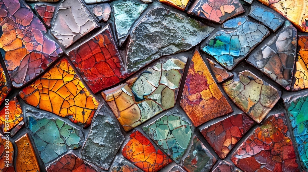 Poster a closeup of a clutch plate featuring a unique mosaic pattern created from different colored materia