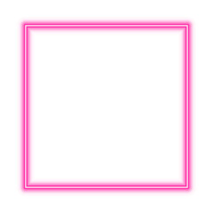 Illustration of neon electric style square frame. Pink color. Isolated on transparent background.	