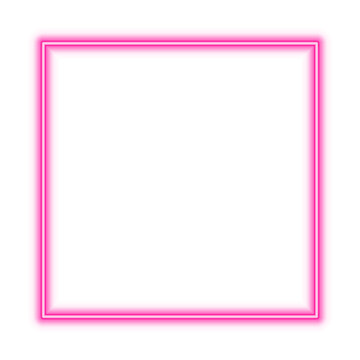 Illustration of neon electric style square frame. Pink color. Isolated on transparent background.	