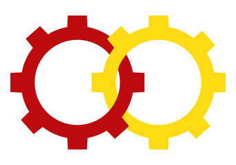 Interlocking Gears Icon, Isolated on White